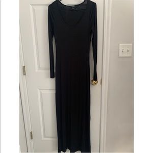 Jersey Long-sleeve Maxi Black Dress